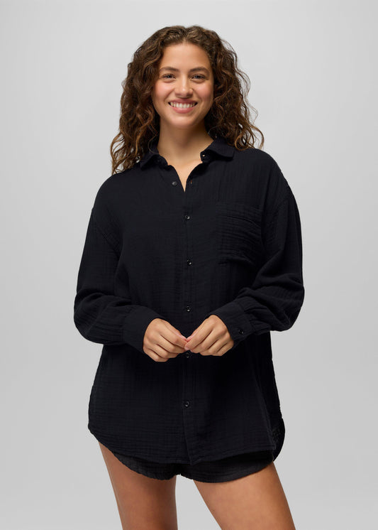 Hideaways Button Down Top - Black - f om