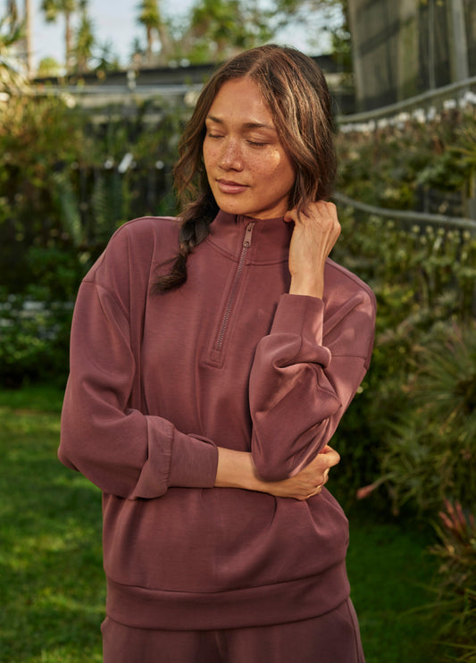 Shea Soft Relaxed Half Zip - Cacao - lifestyle