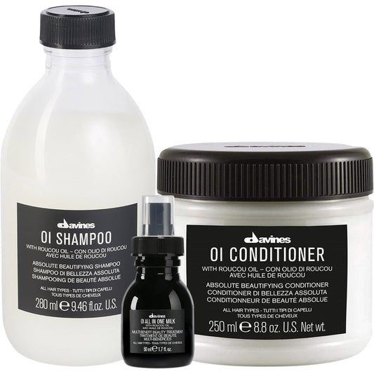 Davines OI Shine & Softness Kit — shampoo, conditioner and OI All In One Milk