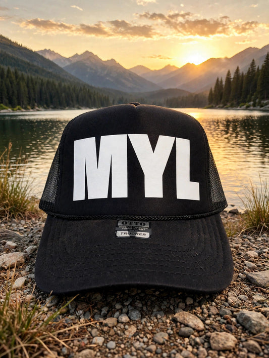 MYL trucker hat - Black at Payette Lake