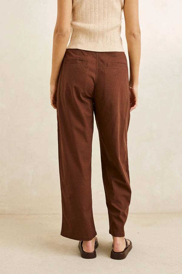 Venice Tailored Linen Pant - Chocolate