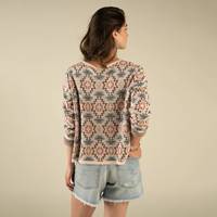 Solita Pullover Sweater - Chama Chevron-Cream/Teal