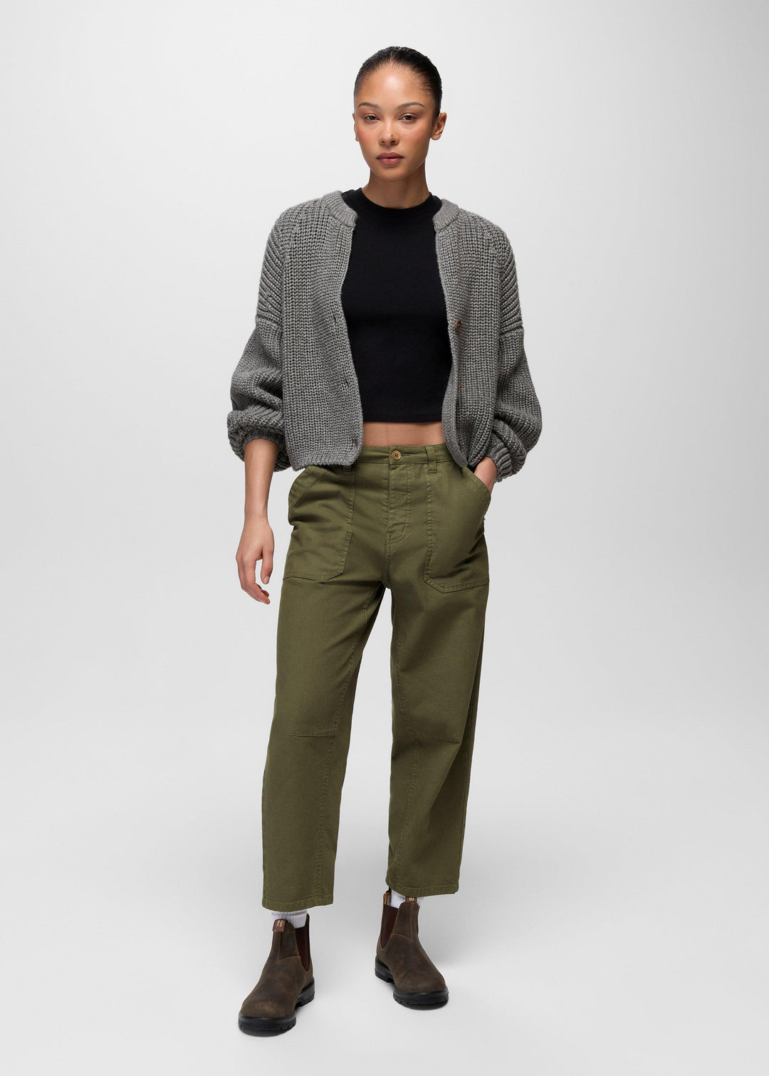 Sunday River Short Cardigan - Heather Grey