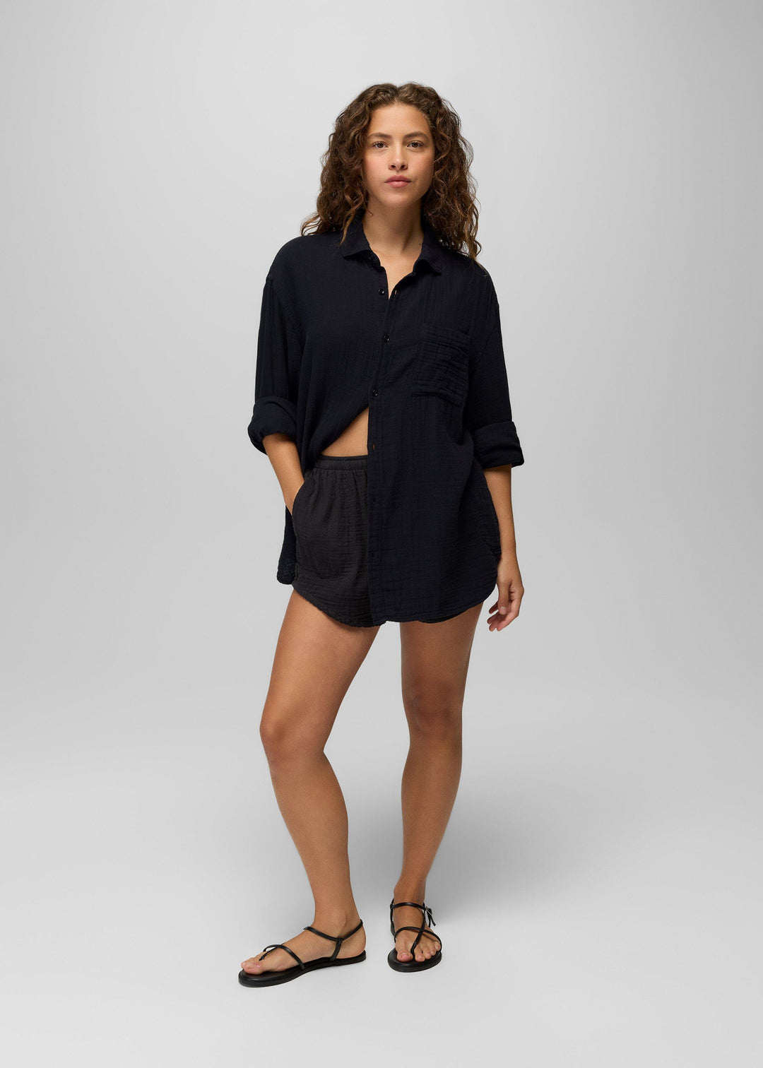 Hideaways Button Down Top - Black - ht1 om