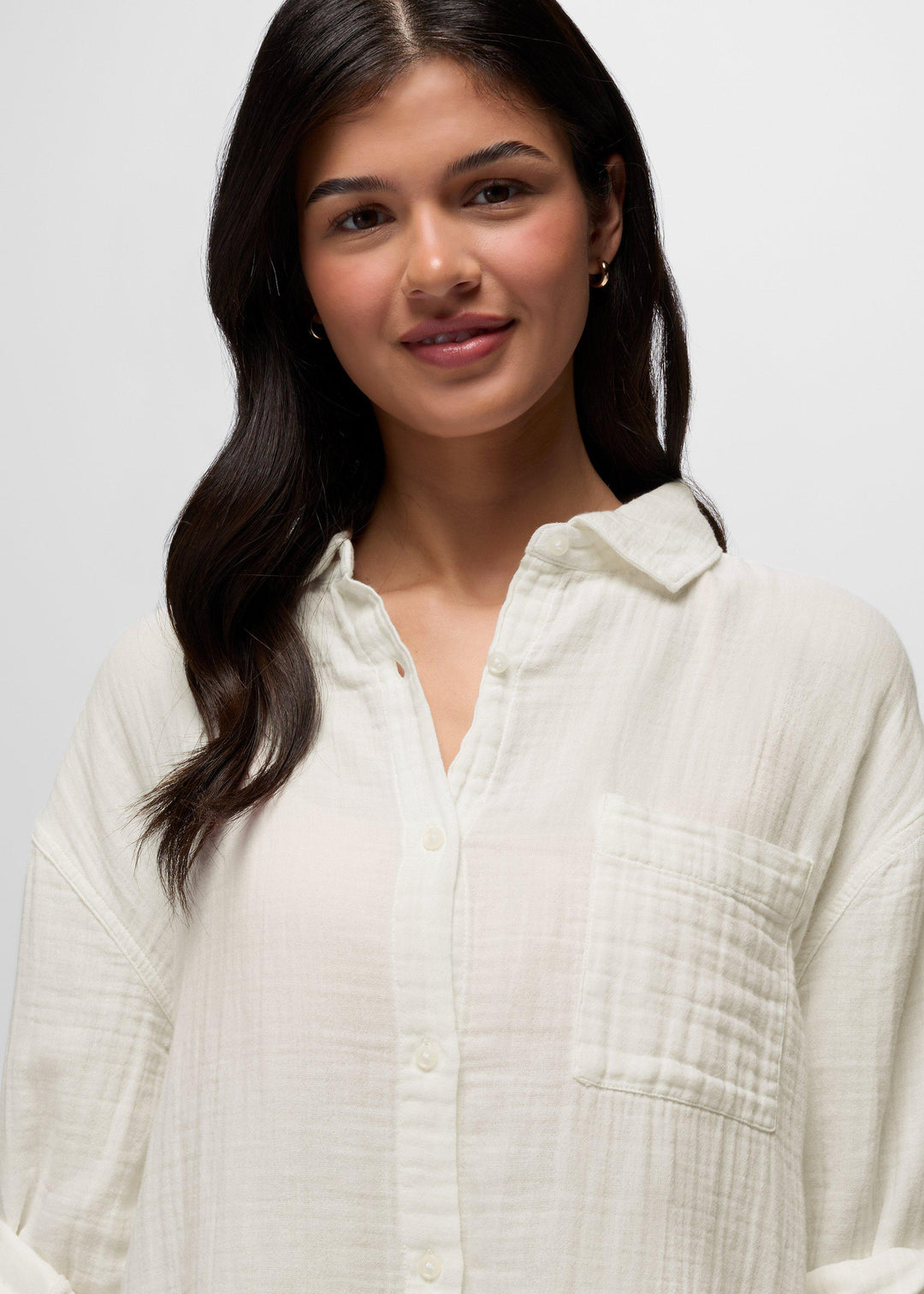 Hideaways Button Down Top - Alba - detail, collar and pocket