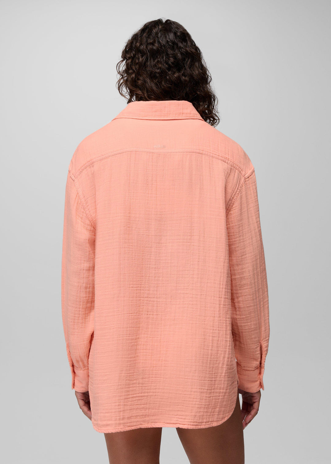 Hideaways Button Down Top - Soft Guava - on model, back