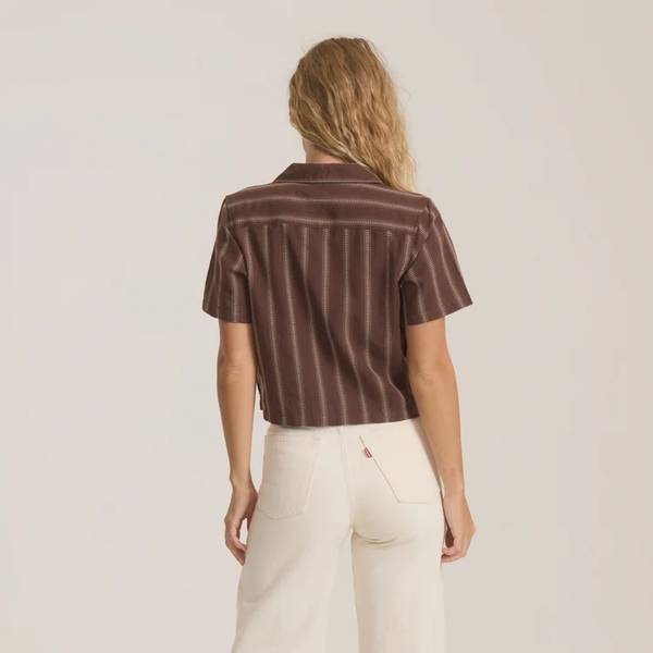 Crosswinds Camp Button Up Shirt - Coco Bean