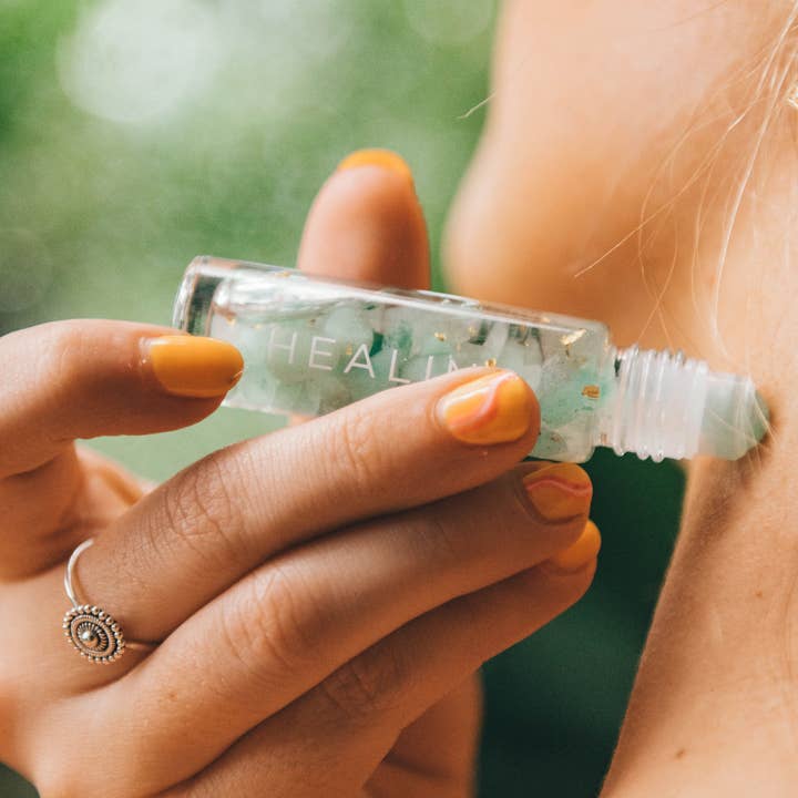 Healing Essential Oil Roller with flowers