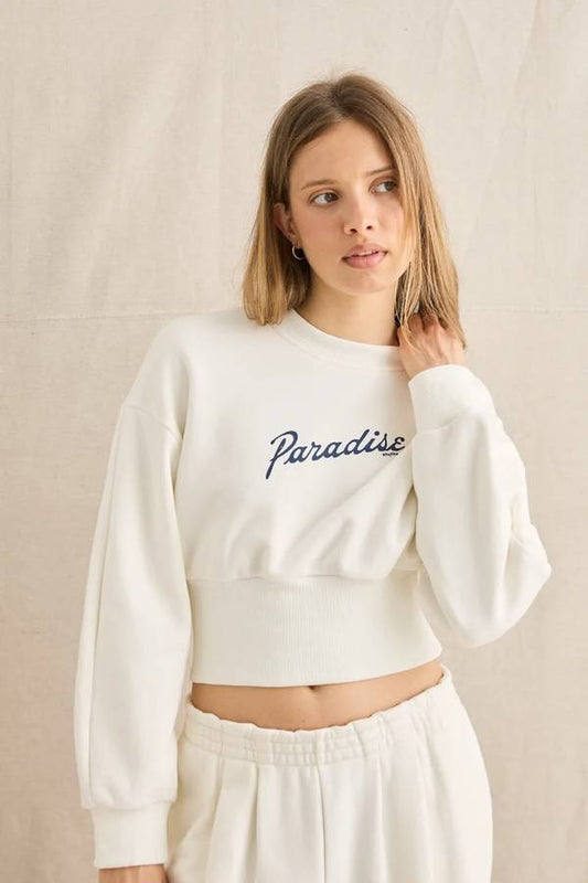 Paradise Cropped Sweatshirt - Coconut