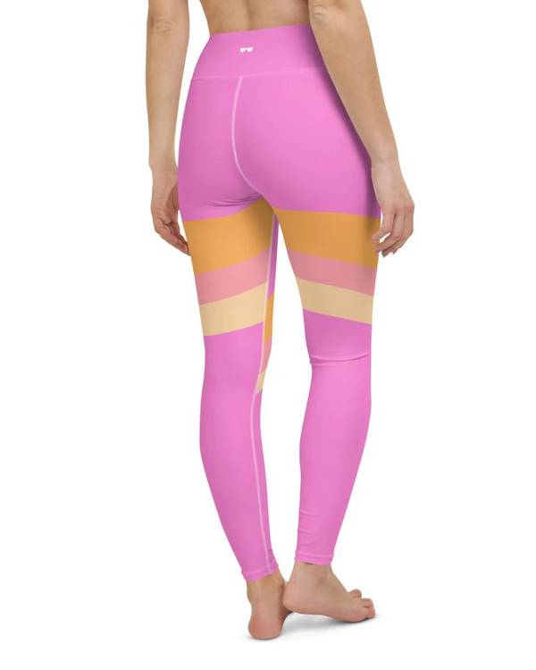 Retro Stripe Leggings - Pink/ Orange
