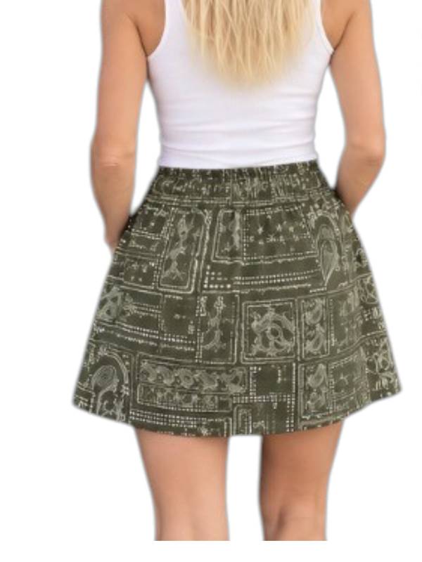 Sun Valley Mini Skort - Olive Bandana