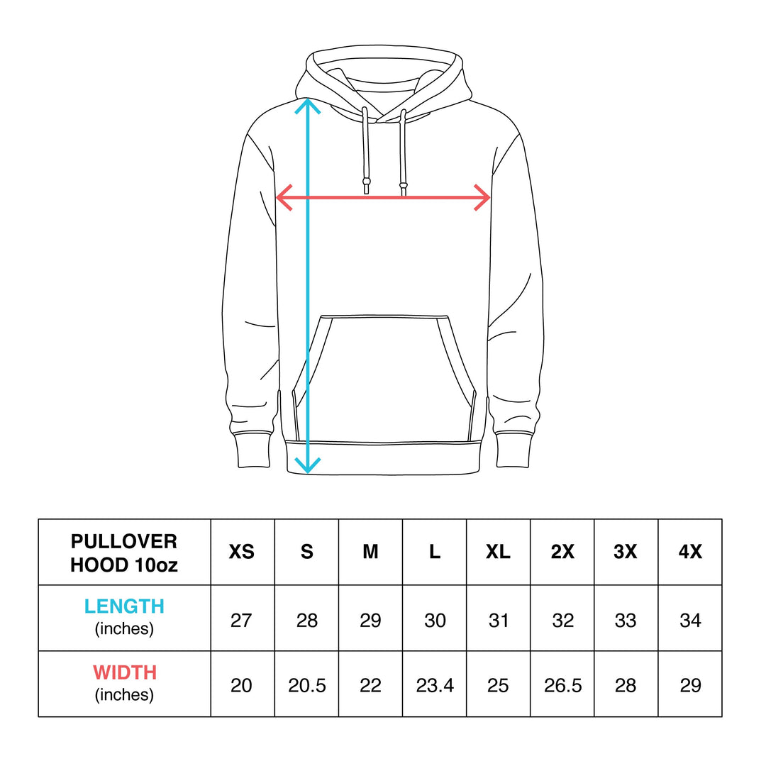 Loyalty Pullover Hood size chart