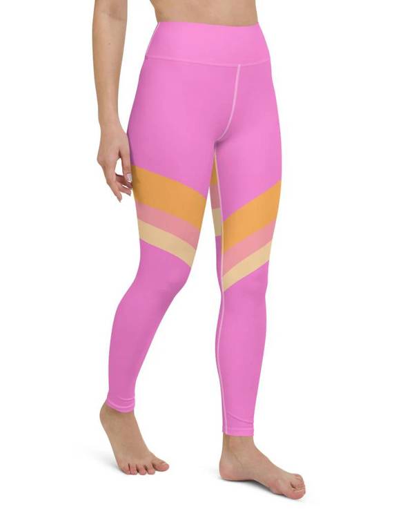 Retro Stripe Leggings - Pink/ Orange