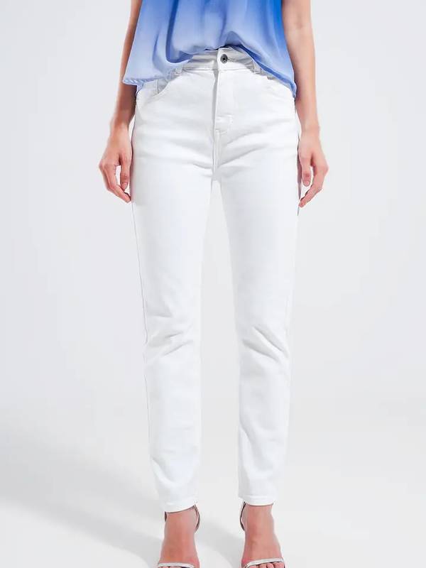 Stretch Cotton Skinny Jeans - White