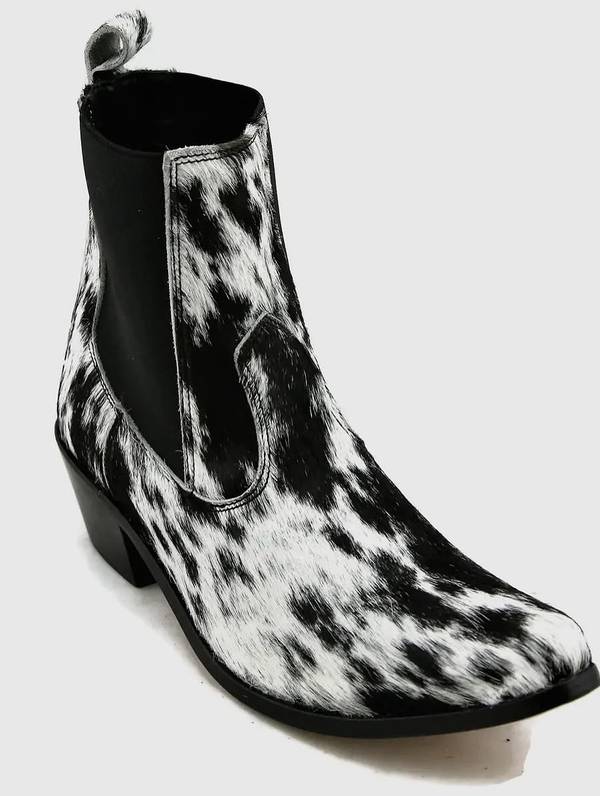 Women's Elise Cowhide Ankle Boots - Salt & Pepper