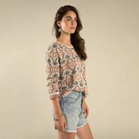 Solita Pullover Sweater - Chama Chevron-Cream/Teal