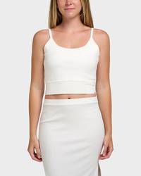 Solid Rib Tank Top - White