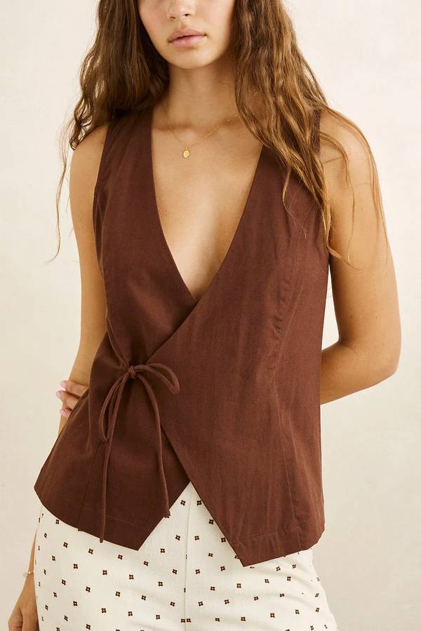 Venice Wrap Vest - Chocolate