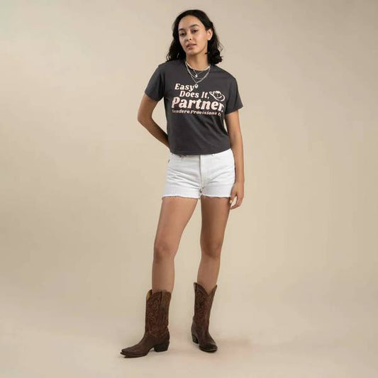 Ysleta High Rise Denim Short - Washed White