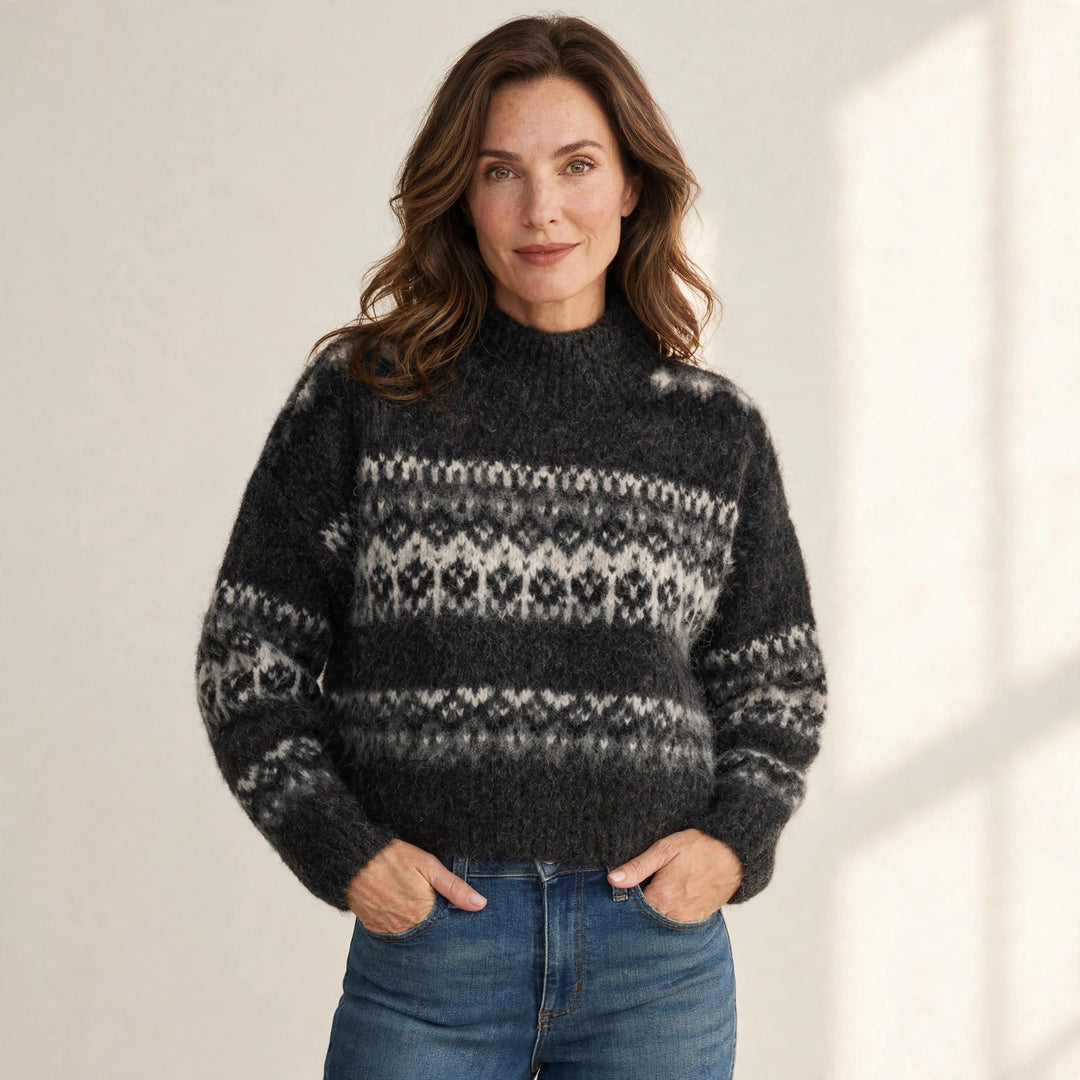 Celine Mock Neck - Heather Black