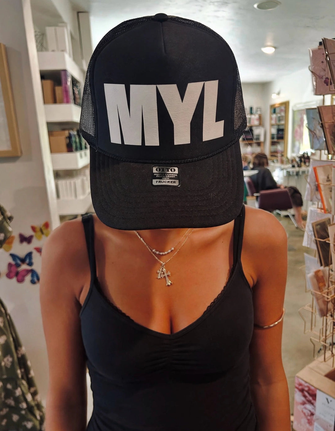 MYL trucker hat - Black worn view