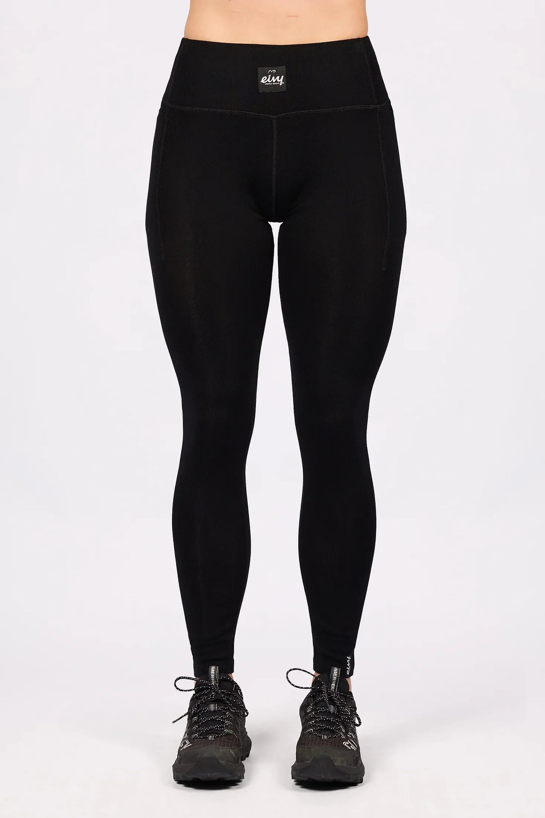 Eivy Pocket Merino Wool Rib Tights - Black