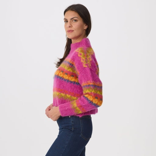 Celine Mock Neck - Fuchsia