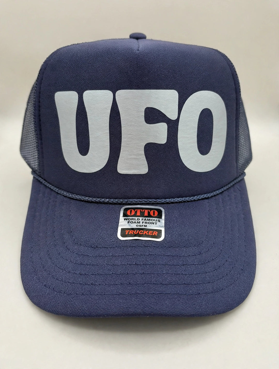 UFO trucker hat - Navy studio view